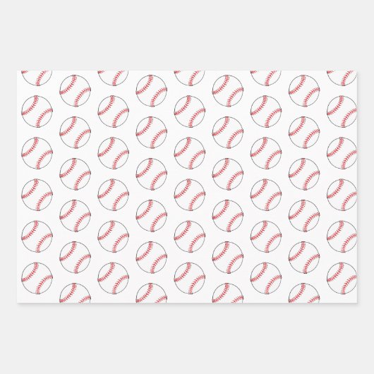 Baseball Blue Pattern Kinder naam Birthday Inpakpapier Vel (Voorkant 3)