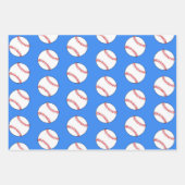 Baseball Blue Pattern Kinder naam Birthday Inpakpapier Vel (Voorkant 2)