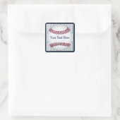 Baseball Blue Pin Stripes gepersonaliseerd Vierkante Sticker (Tas)