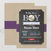Baseball Blue Red Boy Baby shower Sport Uitnodigen Kaart (Voorkant / Achterkant)