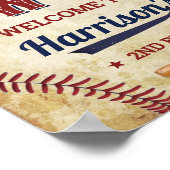 Baseball-borden 2e verjaardag Welkomstbord Poster (Hoek)