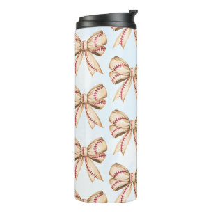 Baseball Bow Tumbler, Coquette Baseball thema Thermosbeker