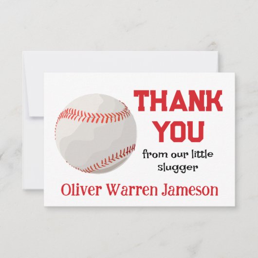 Baseball Boy Baby shower Bedankkaart (Voorkant)