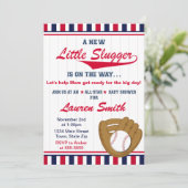 Baseball Boy Baby shower Invitation 5x7 Card Kaart (Staand voorkant)