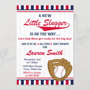 Baseball Boy Baby shower Invitation 5x7 Card Kaart