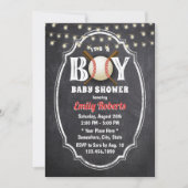 Baseball Boy Baby shower Rustic Chalkboard Kaart (Voorkant)