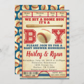 Baseball Boy Baby shower Uitnodiging (Voorkant / Achterkant)
