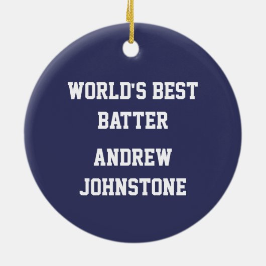 Baseball Boy Batter in Blue en White Keramisch Ornament (Achterkant)