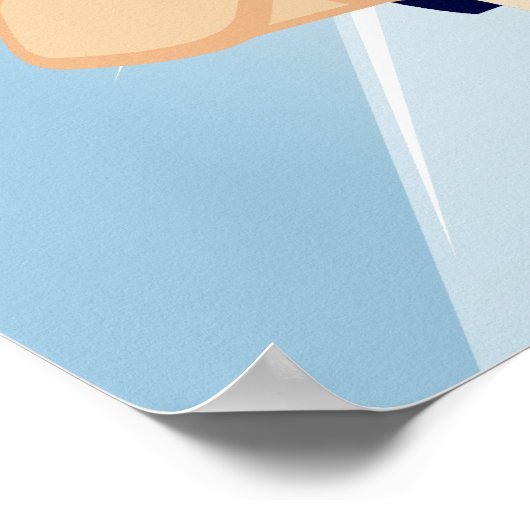 Baseball Boy Batter in Blue en White Poster (Hoek)