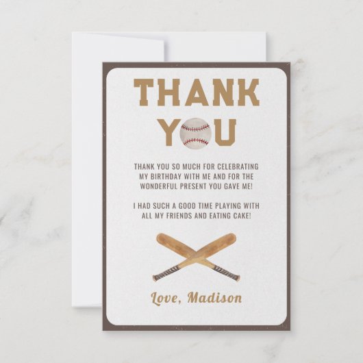 Baseball Boy Birthday Bedankkaart (Voorkant)