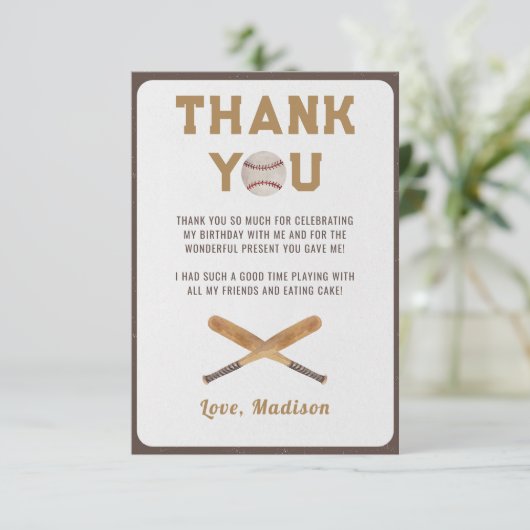Baseball Boy Birthday Bedankkaart (Staand voorkant)