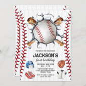 Baseball Boy Birthday Party Invitation Kaart (Voorkant / Achterkant)