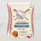 Baseball Boy Birthday Party Invitation Kaart (Voorkant / Achterkant)