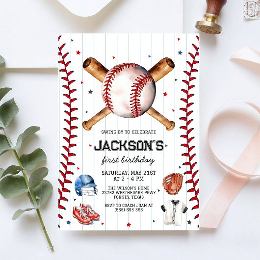 Baseball Boy Birthday Party Invitation Kaart