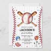 Baseball Boy Birthday Party Invitation Kaart (Voorkant)