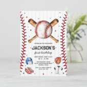 Baseball Boy Birthday Party Invitation Kaart (Staand voorkant)