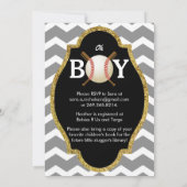 Baseball Boy Chevron Stripes Baby shower Sport Kaart (Achterkant)