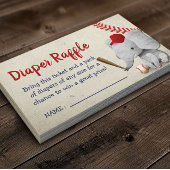 Baseball Boy Elephant Baby shower Diaper Raffle Informatiekaartje
