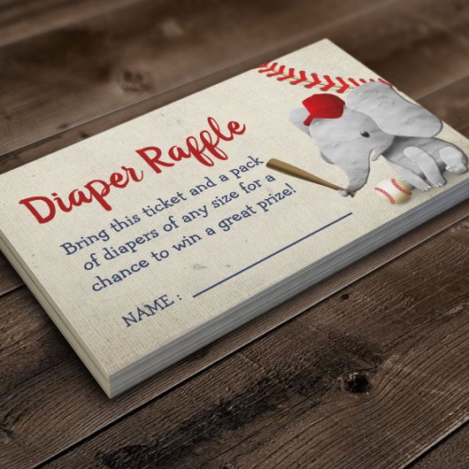 Baseball Boy Elephant Baby shower Diaper Raffle Informatiekaartje