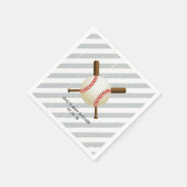 Baseball Boy Grey Stripes Baby shower Servetten (Hoek)