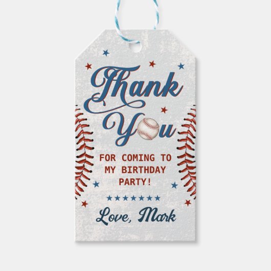 Baseball Boy Verjaardag Bedankt Cadeaulabel (Voorkant)