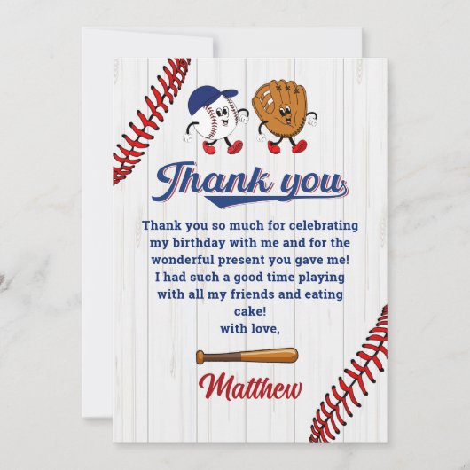 Baseball Boy Verjaardag Bedankt Card (Voorkant)