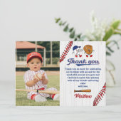 Baseball Boy Verjaardag Foto Dank u kaart (Staand voorkant)