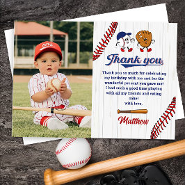  Baseball Boy Verjaardag Foto Dank u kaart