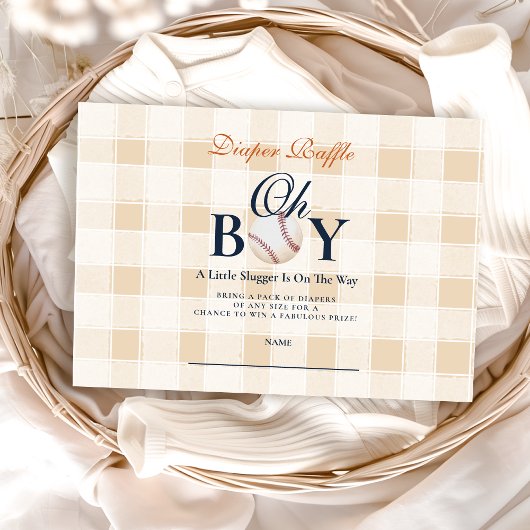 Baseball Boys Baby shower Diapper Raffle Informatiekaartje