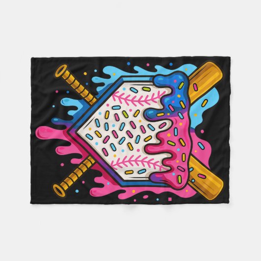 Baseball Boys Ice Cream Drip Baseball Fleece Deken (Voorkant (Horizontaal))