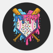 Baseball Boys Ice Cream Drip Baseball Ronde Sticker (Voorkant)