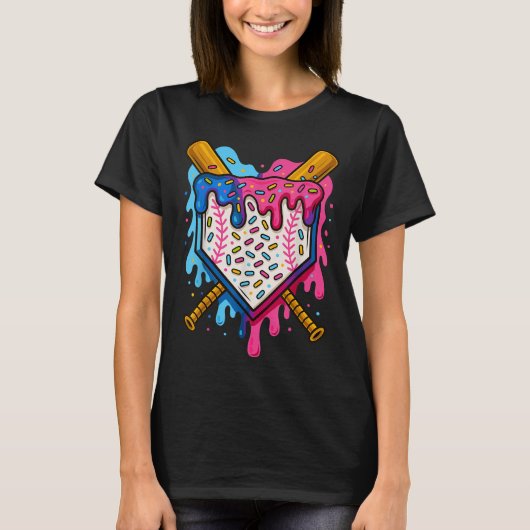 Baseball Boys Ice Cream Drip Baseball T-shirt (Voorkant)