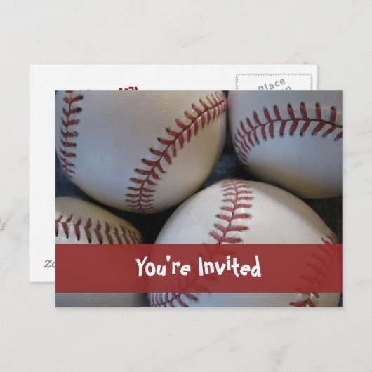Baseball Briefkaart Invitation (Voorkant / Achterkant)