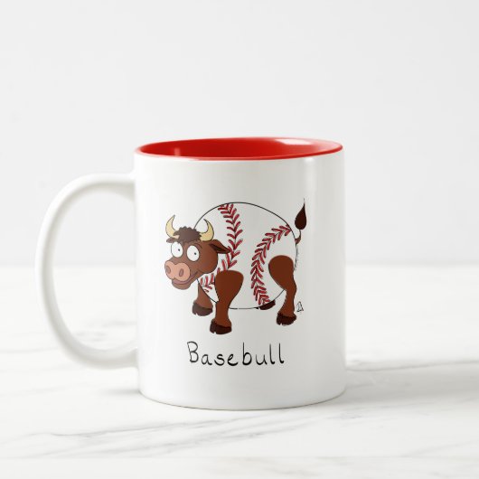 Baseball Bull Funny Kinder Sport Tweekleurige Koffiemok (Links)