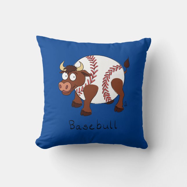 Baseball Bull Sports Funny Kinder Kussen (Voorkant)