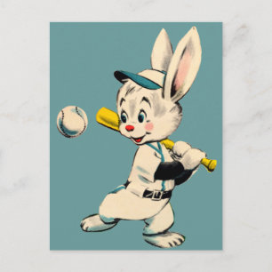 Baseball Bunny in blauw Briefkaart