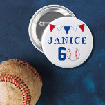 Baseball Bunting Flags 60th Birthday Ronde Button 5,7 Cm<br><div class="desc">Baseball Bunting Flags 60th Birthday button. Het ontwerp is voorzien van een honkbal- en vlekvlaggetje in rode,  witte en blauwe kleuren. Voeg jouw naam toe.</div>