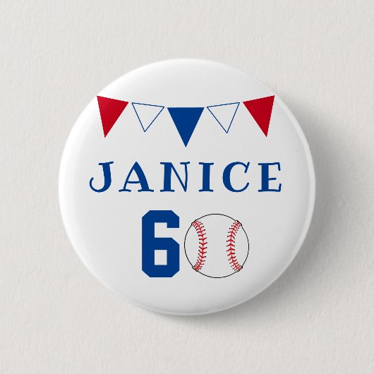 Baseball Bunting Flags 60th Birthday Ronde Button 5,7 Cm (Voorkant)