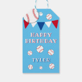 Baseball Bunting Flags Boy Happy Birthday Cadeaulabel (Achterkant)
