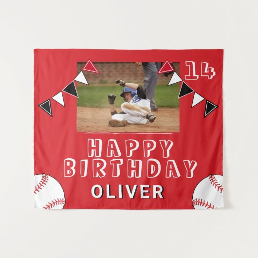 Baseball Bunting Flags Foto Birthday Party Wandkleed (Voorkant (horizontaal))