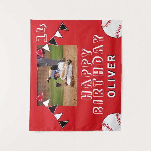 Baseball Bunting Flags Foto Birthday Party Wandkleed (Voorkant)