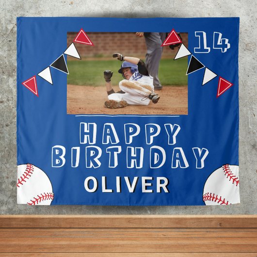 Baseball Bunting Flags Foto Birthday Party Wandkleed