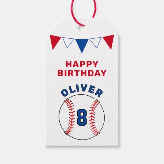 Baseball Bunting Flags Kinderen van zaterdag Cadeaulabel (Voorkant)