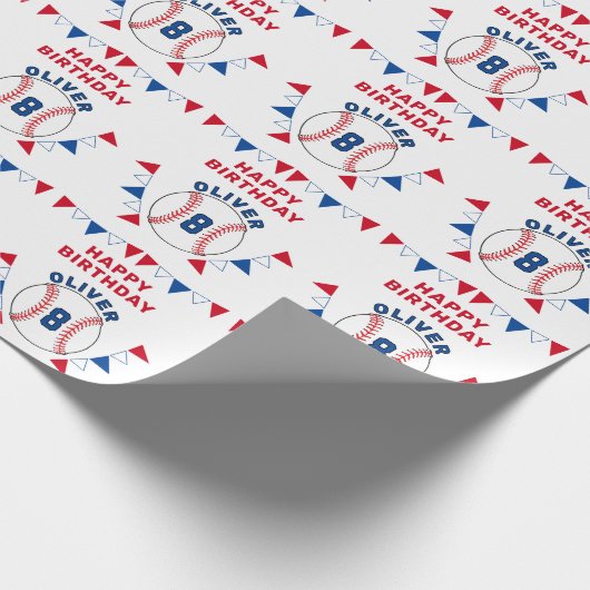 Baseball Bunting Flags Kinderen van zaterdag Cadeaupapier (Hoek)