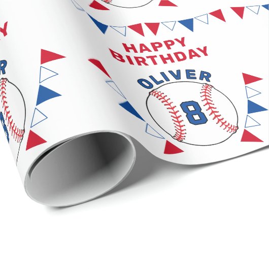 Baseball Bunting Flags Kinderen van zaterdag Cadeaupapier (Rol Hoek)