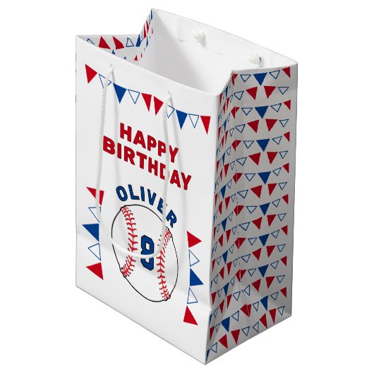 Baseball Bunting Flags Kinderen van zaterdag Medium Cadeauzakje (Voorkant Gekanteld)