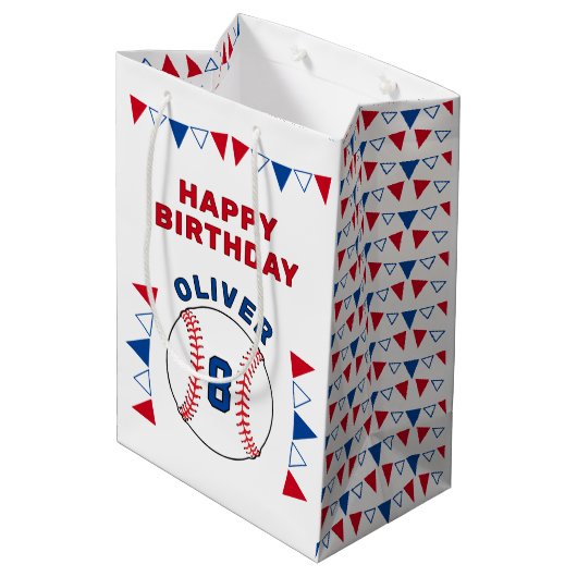 Baseball Bunting Flags Kinderen van zaterdag Medium Cadeauzakje (Achterkant Gekanteld)