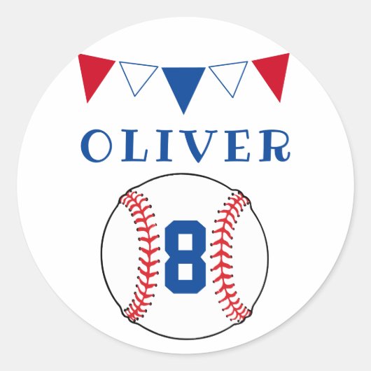 Baseball Bunting Flags Kinderen van zaterdag Ronde Sticker (Voorkant)