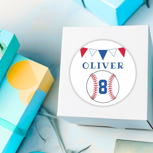 Baseball Bunting Flags Kinderen van zaterdag Ronde Sticker