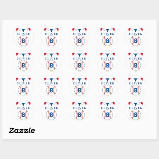 Baseball Bunting Flags Kinderen van zaterdag Ronde Sticker (Vel)
